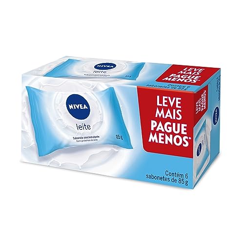 NIVEA Sabonete em Barra Hidratante Leite Promo 6 un. 85g - Com fragrância suave e espuma cremosa, esse sabonete limpa e mantém a pele hidratada após o banho