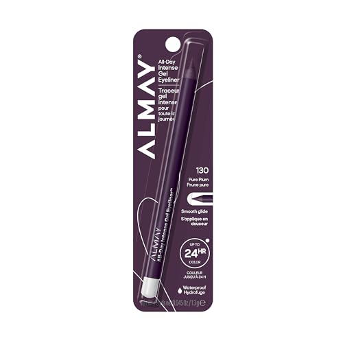 Almay Gel Eyeliner, Waterproof, Fade-Proof Eye Makeup, Easy-to-Sharpen Liner Pencil, 130 Pure Plum, 0.045 Oz