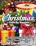 Christmas Color by Number BLACK BACKGROUND Coloring Books For Adults: Stained Glass Holiday Coloring Books For Adults and Teens