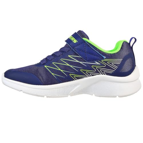 (-35%) Skechers Jungen Microspec Texlor Trainer, Navy Textile/Lime & Silver Trim, 36 EU
