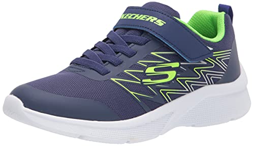 (-35%) Skechers Jungen Microspec Texlor Trainer, Navy Textile/Lime & Silver Trim, 37 EU