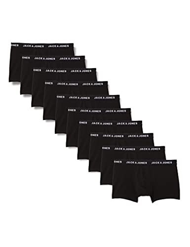 (-44%) JACK & JONES Herren Jacsolid Trunks 10 Packs Boxershorts, Schwarz,S