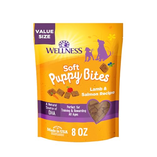 Wellness Puppy Treats, Natural, Training Treat, Grain Free, Soft Lamb & Salmon (8 Ounce Bag)