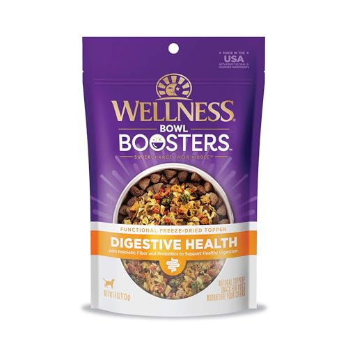 Wellness Bowl Boosters, Dog Food Topper for Small, Medium, & Large Breeds, Grain Free, Natural, Freeze Dried, Digestive Health Chicken, 4 Ounce Bag (Pack of 1)