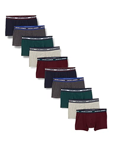 (-35%) JACK & JONES Herren Jacsolid Trunks 10 Packs Boxershorts, Dark Grey Melange/Detail:sea Moss- Port Royal - Navy - Lgm - Dgm - Sea Moss - Port Royal - Navy Blazer - Lgm,L