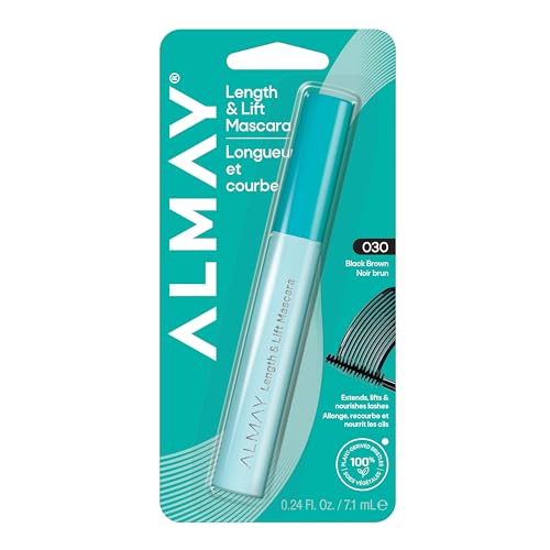 Almay Lengthening Mascara, Volume & Lift, Eye Makeup, Hypoallergenic and-Fragrance Free, 030 Black Brown, 0.24 fl oz.