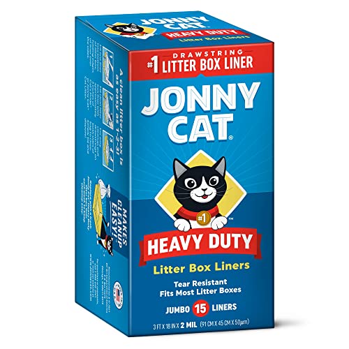 Jonny Cat Jumbo Litter Box Liners, Heavy Duty Drawstring, 15 Count