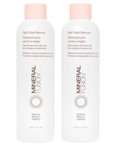 Mineral Fusion Acetone Free Nail Polish Remover, Gentle, Non-Drying, Regular & Gel Polish, 6 fl oz (2 Pack), Vegan & Cruelty-Free Nail Care for Women and Men