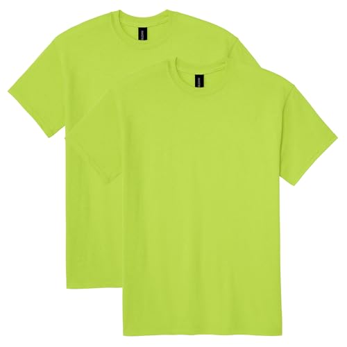 Gildan Unisex Adult Dryblend T-shirt, Style G8000, Multipack, Safety Green (2-pack), Large US