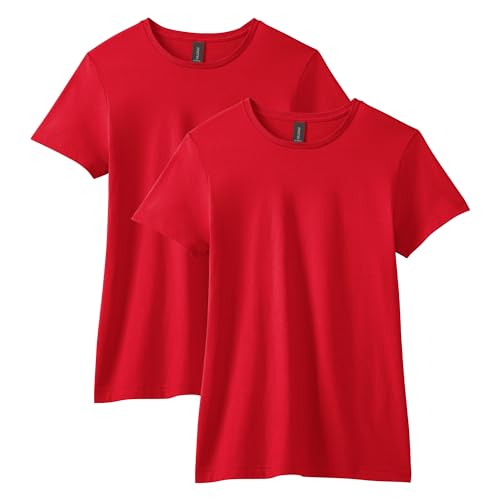 Gildan Women's Softstyle Cotton T-Shirt, Style G64000L, Multipack, Red (2-Pack), Medium