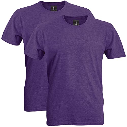 Gildan Adult Softstyle Cotton T-Shirt, Style G64000, Multipack, Heather Purple (2-Pack), 2X-Large