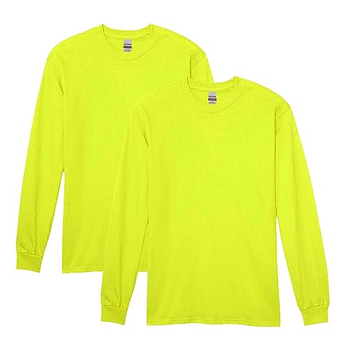 Gildan Heavy Cotton Long Sleeve T-Shirt, Style G5400, 2-Pack, Safety Green, X-Large