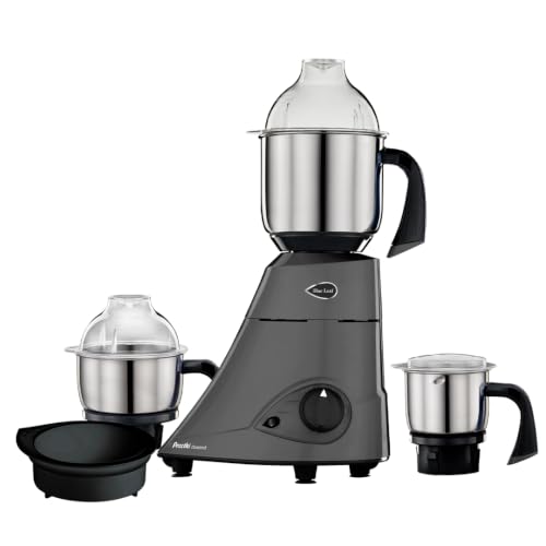 Preethi Diamond 750 Watts Mixer Grinder | 3 Stainless Steel (SS) Jars + Flexi Lid | Ideal for Masalas, Chutneys & Batters | Lifelong Free Service, Bla