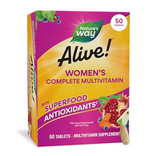 Nature's Way Alive! Daily Complete Multivitamin for Women, Supports Energy Metabolism, Hair, Skin & Nails*, B-Vitamins, Superfood Antioxidants, 50 Tablets (Packaging May Vary)