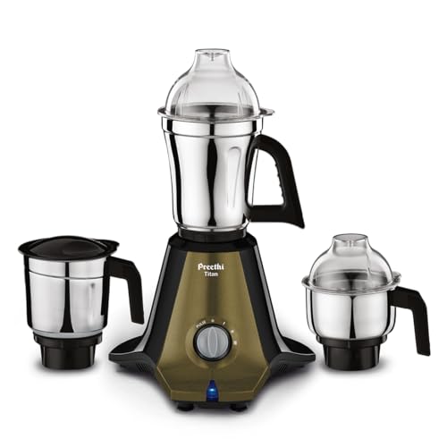 Preethi Titan 1000 Watts Mixer Grinder, 3 Jars (Stainless Steel), Powerful Grinding for Masalas, Chutneys and Batters, 2 Year Warranty, Lifelong Free 