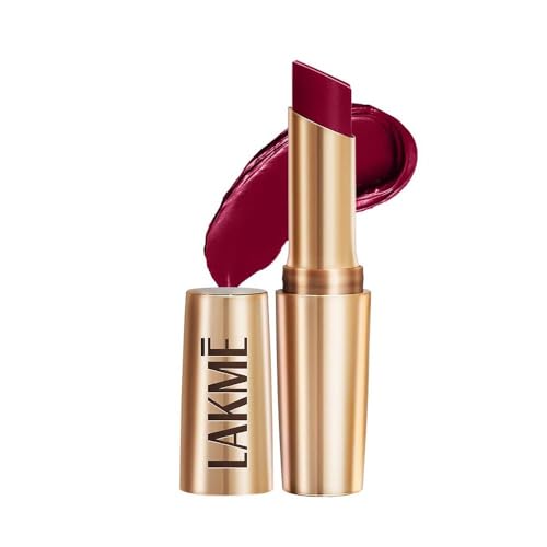 Lakme Powerplay Priming Matte Lipstick, Smooth Matte Finish, Lightweight Lipstick, Smudgeproof, Lasts 16hrs, Hydrates Lips, Deep Wine, 3.6g