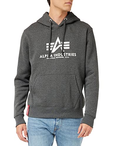 🔥 SELTEN SO GÜNSTIG (-42%) Alpha Industries Basic Hoody Kapuzensweat für Herren Charcoal Heather/White