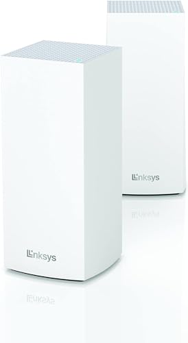 Linksys MX8000/MX8400 Mesh WiFi Router - AX4200 WiFi 6 Router - Velop Tri-Band WiFi Mesh Router - WiFi 6 Mesh Computer Routers for Wireless Internet - Connect 80+ Devices, 5,400 Sq Ft, 2-Pk