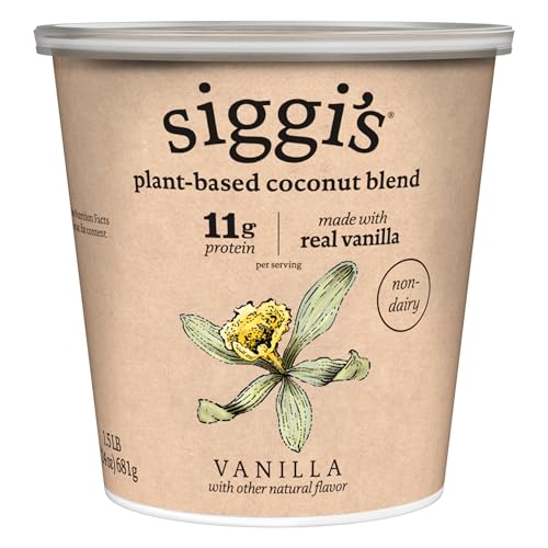siggi's Plant-Based Coconut Blend, Vanilla – Dairy Free Snack, More Protein Than Sugar, Blue, 24 Oz