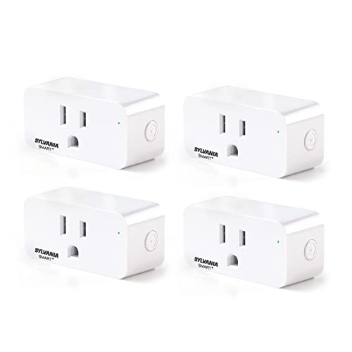 Sylvania WiFi Smart Plug, Voice Control, Compatible with Alexa and Google Home, Timer, On/Off, White - 4 Pack (75703)EI