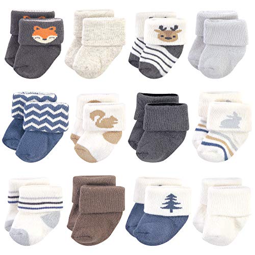 Hudson Baby baby boys Hudson Unisex Cotton Rich Newborn and Terry Socks, Boy Woodland, 0-3 Months Casual Sock, Boy Woodland, Months US