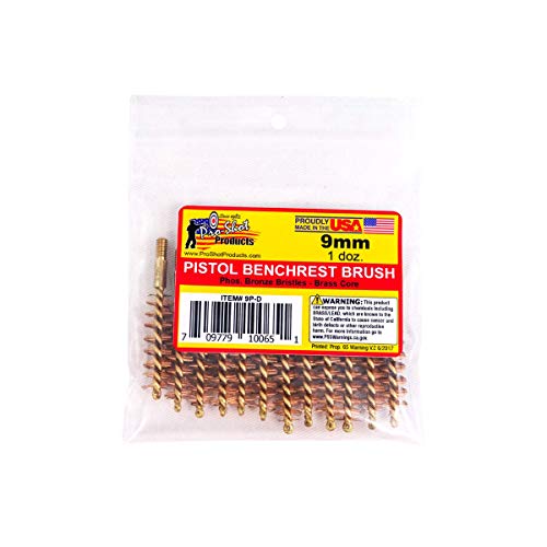 Pro Shot 9mm Pistol Bore Brush Dozen Pack Brass