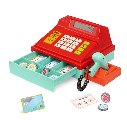 Battat – Toy Cash Registerwith scanner For Kids, Toddlers – 49 Pieces with Money, Credit Card, Scanner – Pretend Play Toy – 3+ Years