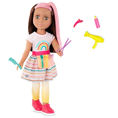 Glitter Girls – 14-Inch Hairdresser Doll – Brown & Pink Hair – Blow Dryer, Hair Clips & Hairstyling Accessories 3+ Years – Lara