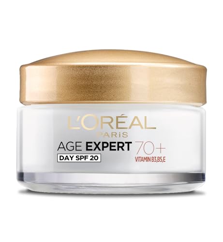 🔥 STARKER PREIS (-32%) L'Oreal Paris Face Care Caring Alter Expert 70+ Nährende Anti-Agen-Creme für Tag, Reife Haut, Verdickung der Haut, Vitamin B3, Vitamin E, Flockverletzung, 50 ml