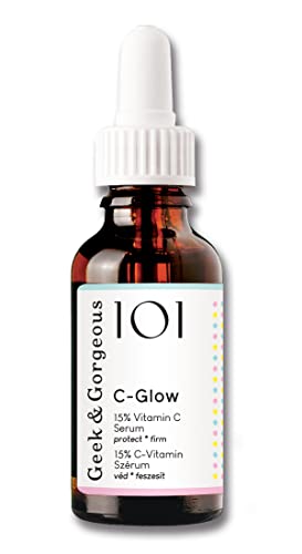 Geek & Gorgeous - C-Glow - 15% Vitamin C + Ferulic acid & Vitamin E Serum, protects against environmental damage, boosts collagen & evens skin tone - all skin types, 1 oz