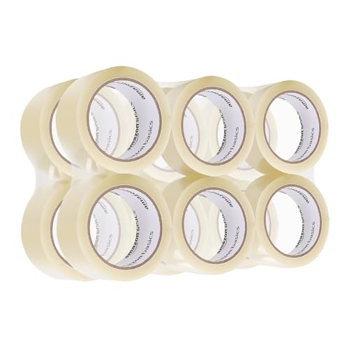 (-52%) Amazon Basics Paketband ideal zum Verpacken, Versenden, für Umzüge und zur Lagerung, 50 mm x 55 m, 0.07 mm Stärke, 12 Rollen, 54.8 m, Transparent