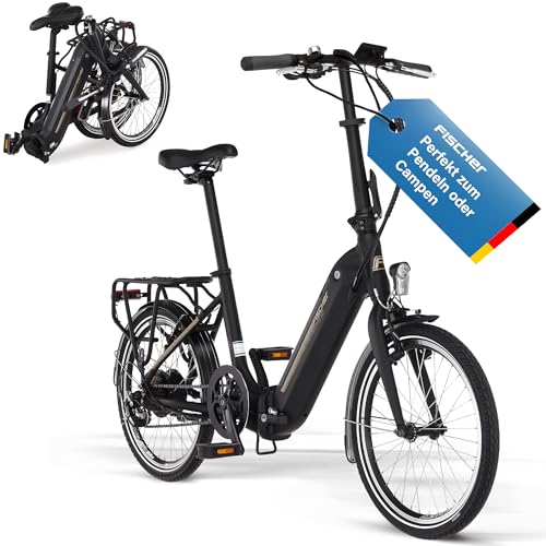(-38%) Fischer E-Bike Klapprad Agilo 2.0 Elektrofahrrad für Damen und Herren, RH 36 cm, Hinterrradmotor 25 Nm, 36 V Akku im Rahmen, schwarz matt, 20 Zoll