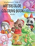 Watercolor Coloring Book Kids: (Volumes 3&4) 13 ADORABLE TOP-NOTCH Illustrations + 13 Inspiring REFERENCE Pages. Baby Dinosaur, Baby Penguin, Baby ... (Watercolor Coloring Books for Kids)