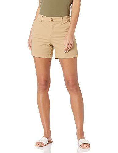 Amazon Essentials Women's Mid-Rise Slim-Fit 5 Inch Inseam Khaki Short (Available in Straight and Curvy Fits), Khaki Brown, 14