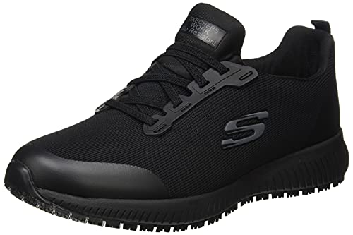 (-30%) Skechers Damen Squad Sr Sneaker, Black Flat Knit, 36 EU Weit
