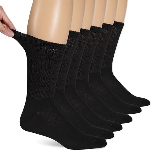 Dr. Scholl's Mens Diabetes & Circulator - 4 6 Pair Packs Non-binding Comfort And Moisture Management Sock, Black, 7-12 US