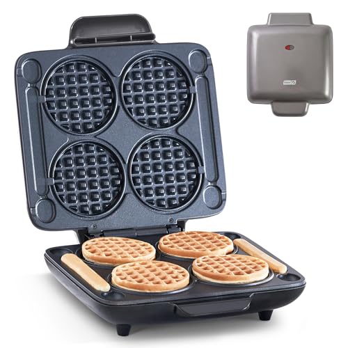DASH Multi Mini Waffle Maker - Four 4” Waffle Molds, Nonstick Waffle Iron with Quick Heat-Up, Nonstick Surface - Perfect Mini Waffle Maker for Kids and Families, Just Add Batter