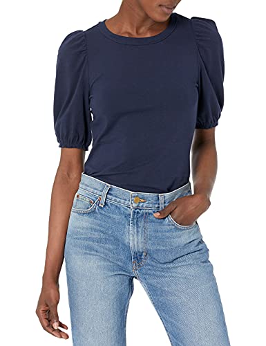 Amazon Essentials Women's Regular-Fit Puff Short-Sleeve Crewneck T-Shirt, Navy, XX-Large