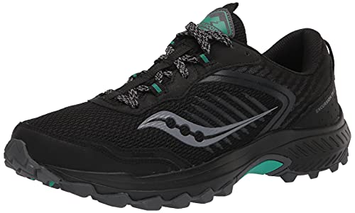 Saucony Women's Excursion TR15 Trail Running Shoe, Black/Jade, 7.5 Wide
