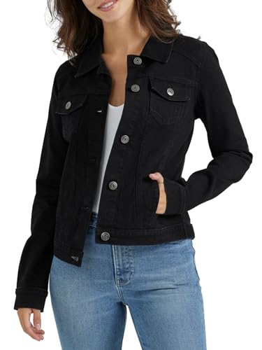 Stretch Denim Jacket, Black , Large