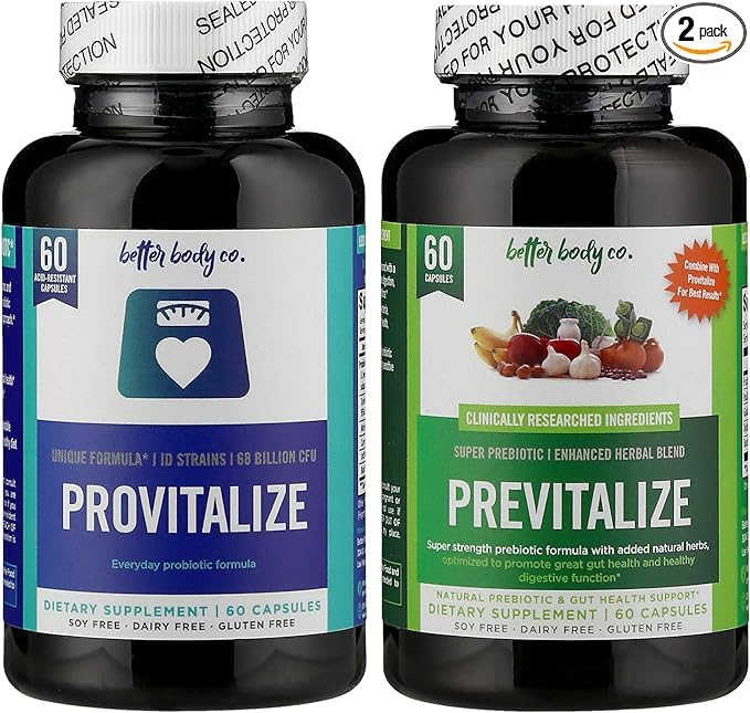 BB Company Slim Gut Bundle | Menopause Prebiotics and Probiotics for Women | Gut Vitamins for Digestive Health | Supports Joint Health & Sexy Midsection | Provitalize & Previtalize | 30 Day Supply