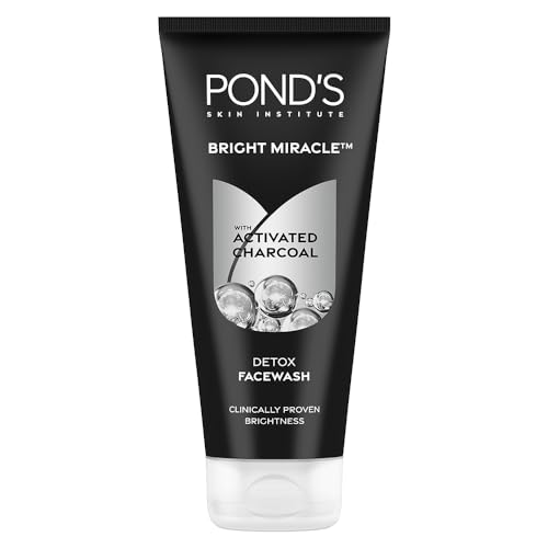 POND'S Pure Detox Face Wash 200 g|| Daily Exfoliating & Brightening Cleanser|| Deep Cleans Oily Skin - With Activated Charcoal for Fresh|| Glowing Ski