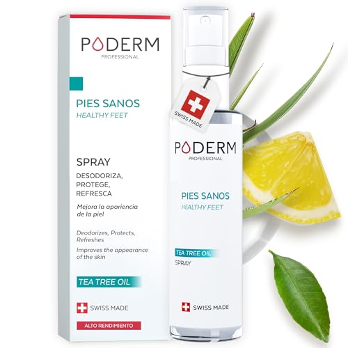 PODERM - ATHLETE'S FOOT TREATMENT SPRAY - 3 in 1 Stops Fungal growth - Destroys Fungi - Deodorizes feet - Enriched with TEA TREE and 100% natural ingredients - Quick & Easy -packaging may vary