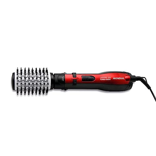 MONDIAL Escova Rotativa Ceramic Íon Turbo, Vermelho/Preto, 220V - ER-09