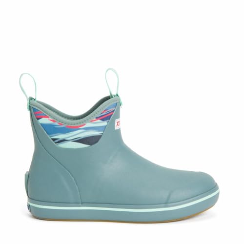 Xtratuf Women's Durable Waterproof Breathable Slip-Resistant 6 Inch Ankle Deck Boots, Trooper Blue/Beach Glass, 10