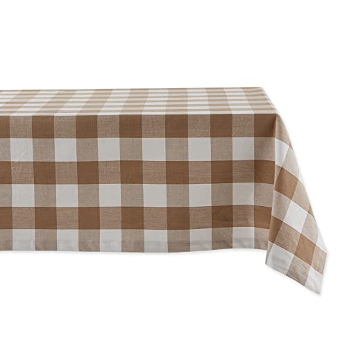 DII Buffalo Check Collection, Classic Farmhouse Tablecloth, 60 x 84, Stone