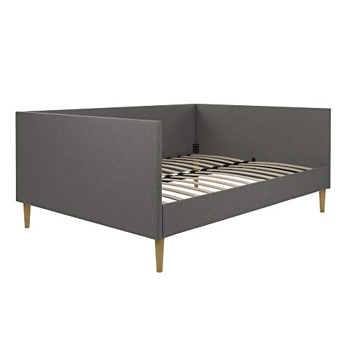 DHP Franklin Mid-Century Upholstered Daybed Frame, Gray Linen, Queen