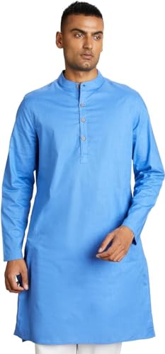 Amazon Brand - Symbol Men's 100% Cotton Solid Long Length Casual Kurta - Regular Fit (Available in Plus Sizes)
