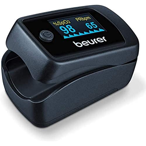 (-66%) Beurer PO 45 Pulsoximeter, Messung von Sauerstoffsättigung (SpO2), Herzfrequenz (Puls) & Perfusions Index (PI), schmerzfreie Anwendung, Farbdisplay, 1 Stück (1er Pack)