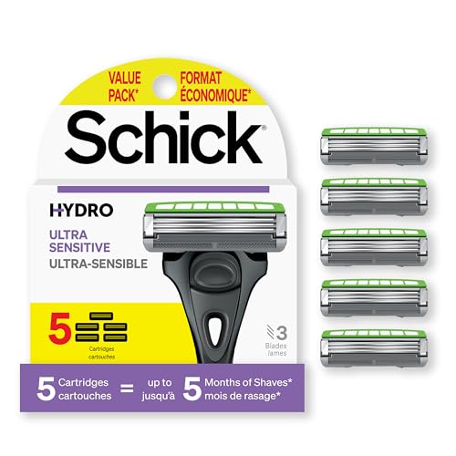Schick Hydro Ultra Sensitive Razor Refills for Men | Includes 5 Razor Blades Refills, Shaving Blades for Men, 5ct